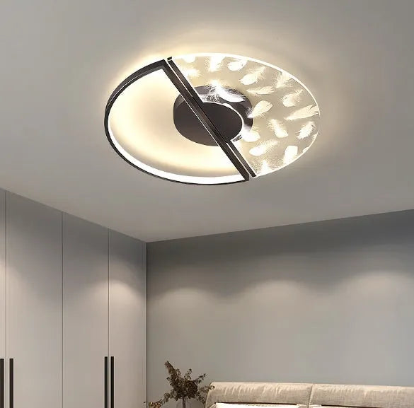 New LED ceiling light modern simple light luxury bathroom light monochrome white 45cm Golden Feather or 55cm black