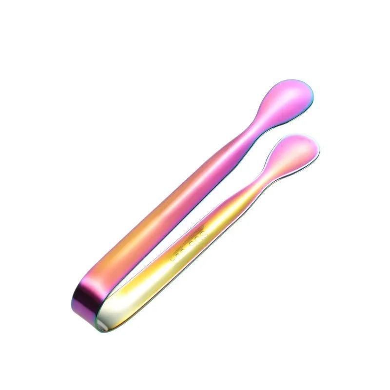 Stainless steel ice clip in silver, gold, rose gold, magic colour, or black, for cocktails and chilled drinks