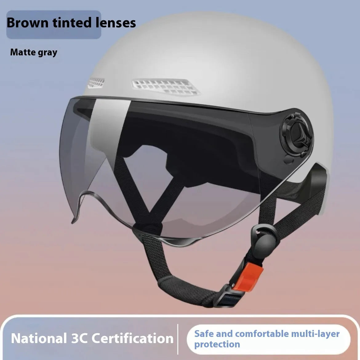 3C certified electric motorcycle helmet with sun protection visor in ice crystal grey colour