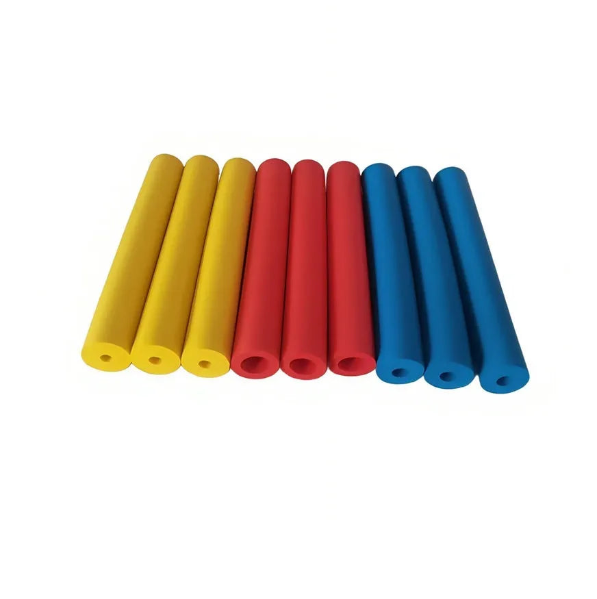 Set of rubber grip hoses for improving hold on tableware and pen handles.