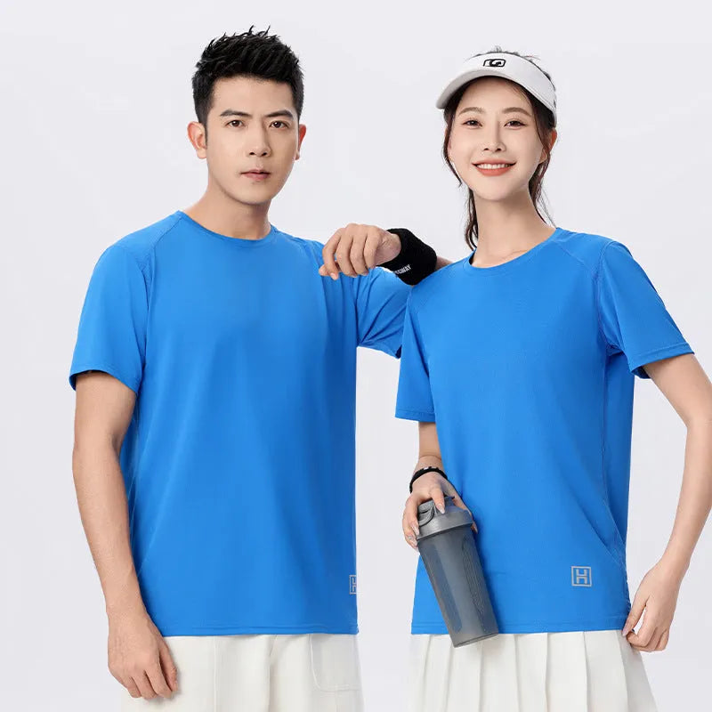 Ice silk quick-drying round neck T-shirt overalls in slim fit pullover style, available in multiple colours