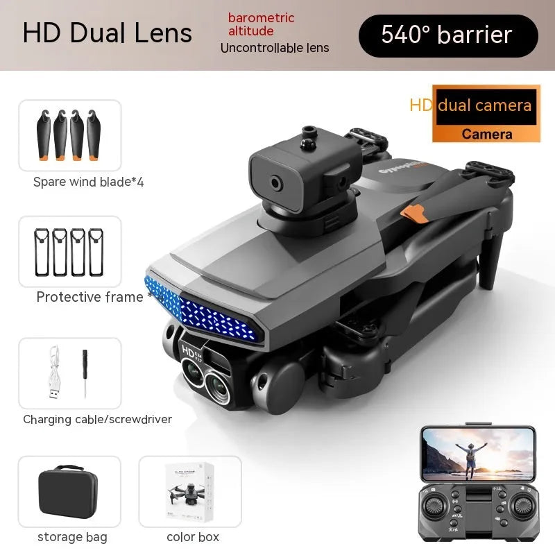 D6 remote control drone toy with five-direction obstacle avoidance, plastic body, camera option, storage bag and spare blades