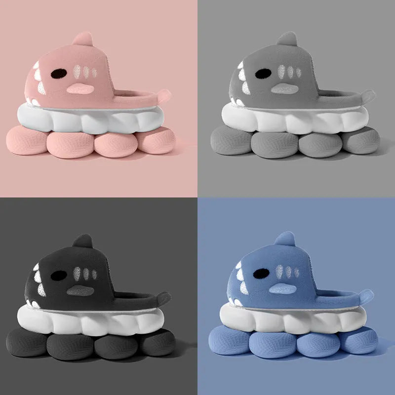 Shark slippers warm winter house shoes with suede upper and anti-skid sole