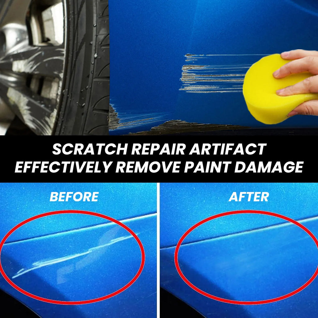 Car scratch repair agent 100ml plastic bottle with sponge and microfiber towel for paint renovation