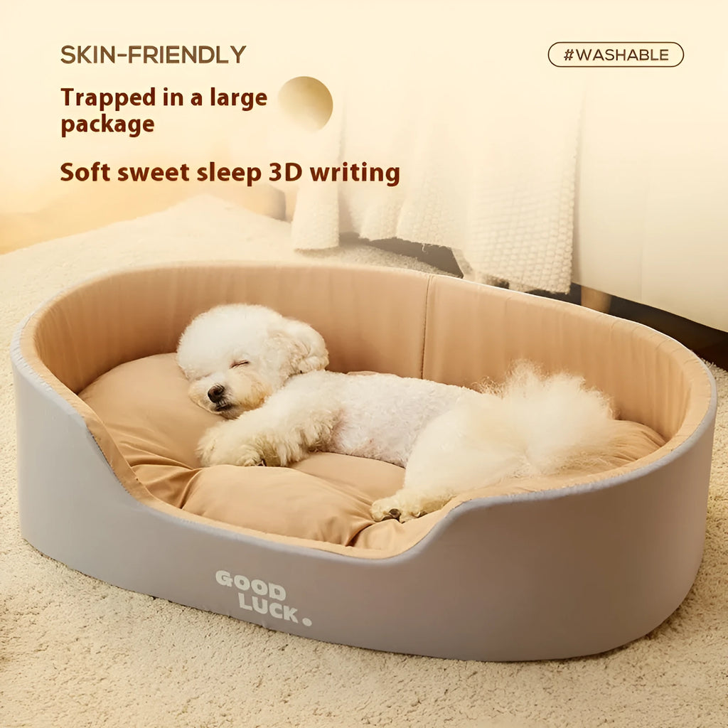 Four Seasons washable cat nest in grayish yellow with upright windproof design for pets