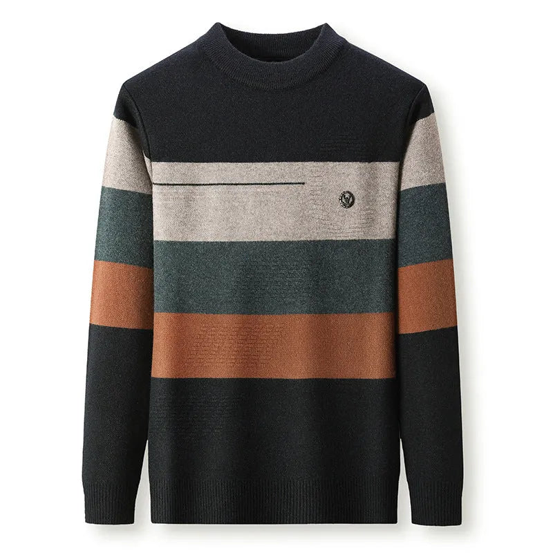 Men's cotton blend slim fit round neck knitted bottoming shirt in blue, red, and green colours