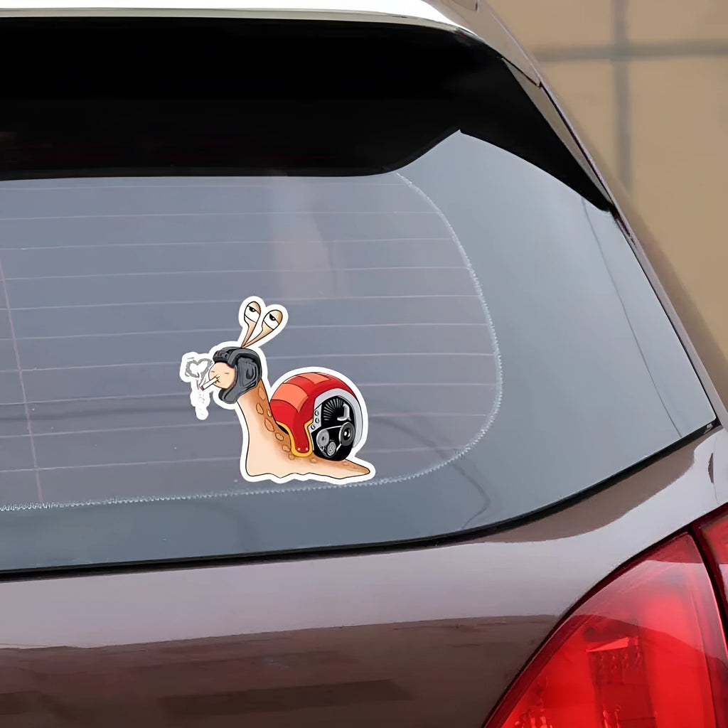 Reflective snail bumper sticker 12cm by 8cm with polyester material and animal pattern in picture colour