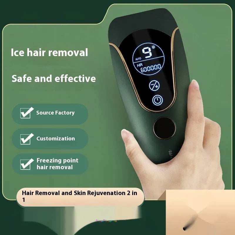 Freezing point hair removal device for whole body use in sundial green colour