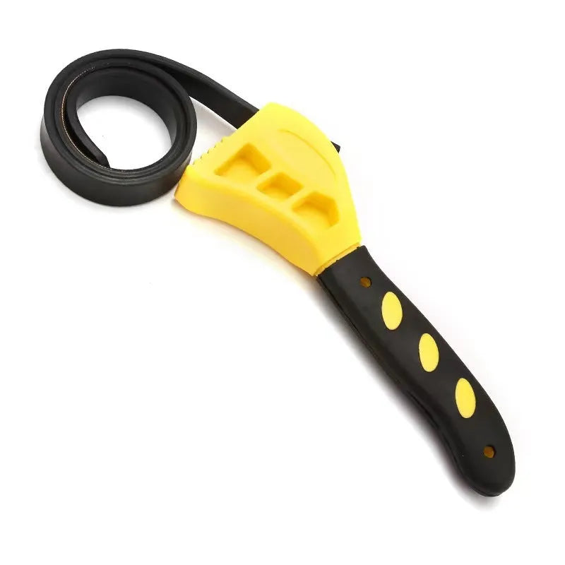 A plastic rubber strap wrench set showing 6-inch and 8-inch sizes with a phosphated metal handle.