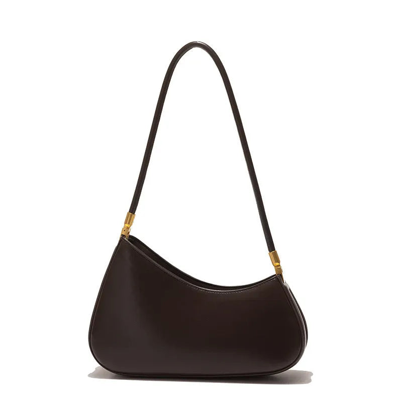 Women's oval retro underarm bag in PU leather with single strap and zipper compartment