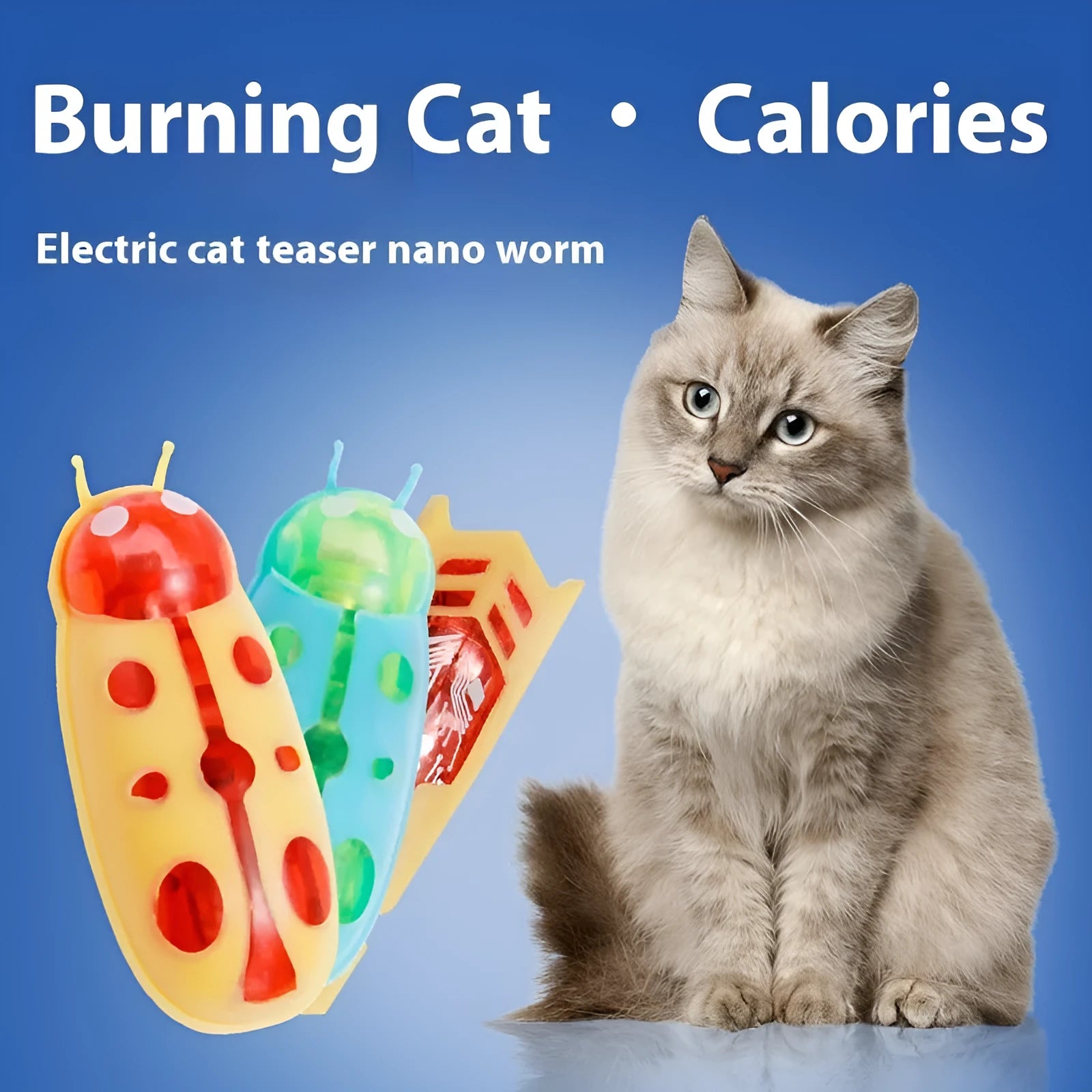 Miniature electric toothbrush worm cat teaser toy in plastic with jumping insects design