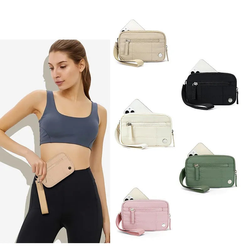 Women's waterproof quilted nylon handbag with transparent deck section in urban simplicity style
