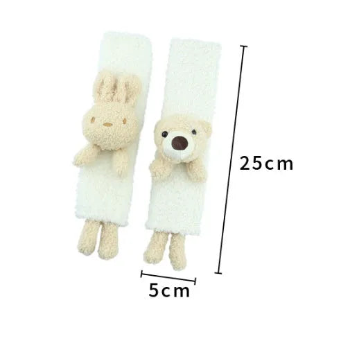 Cartoon plush car seat belt shoulder protector in lamb wool with rabbit and bear designs
