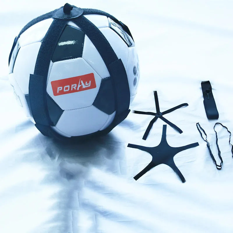 Black football juggling belt training equipment with rotating design for solo practice
