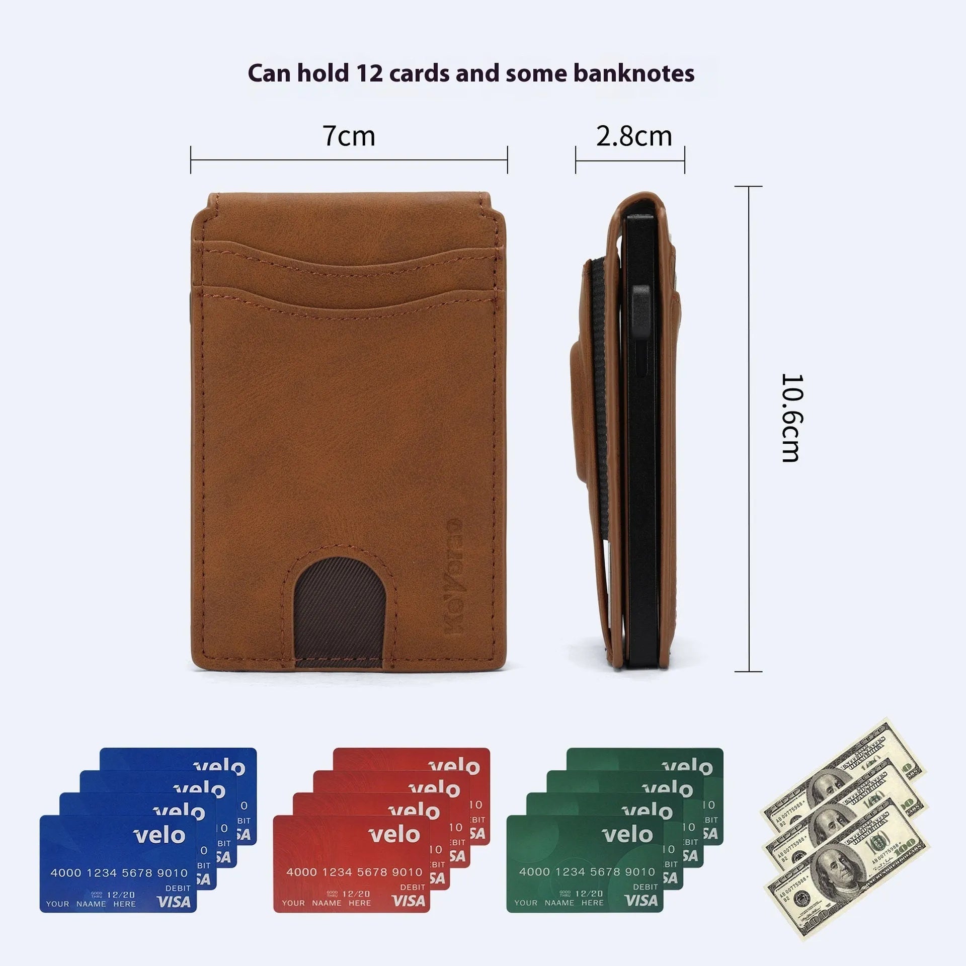 Men's microfiber card holder in black, dark brown and light brown colours with synthetic leather lining