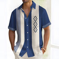 Men's loose fit printed casual shirt in polyester fabric showing cardigan style and multicolour pattern