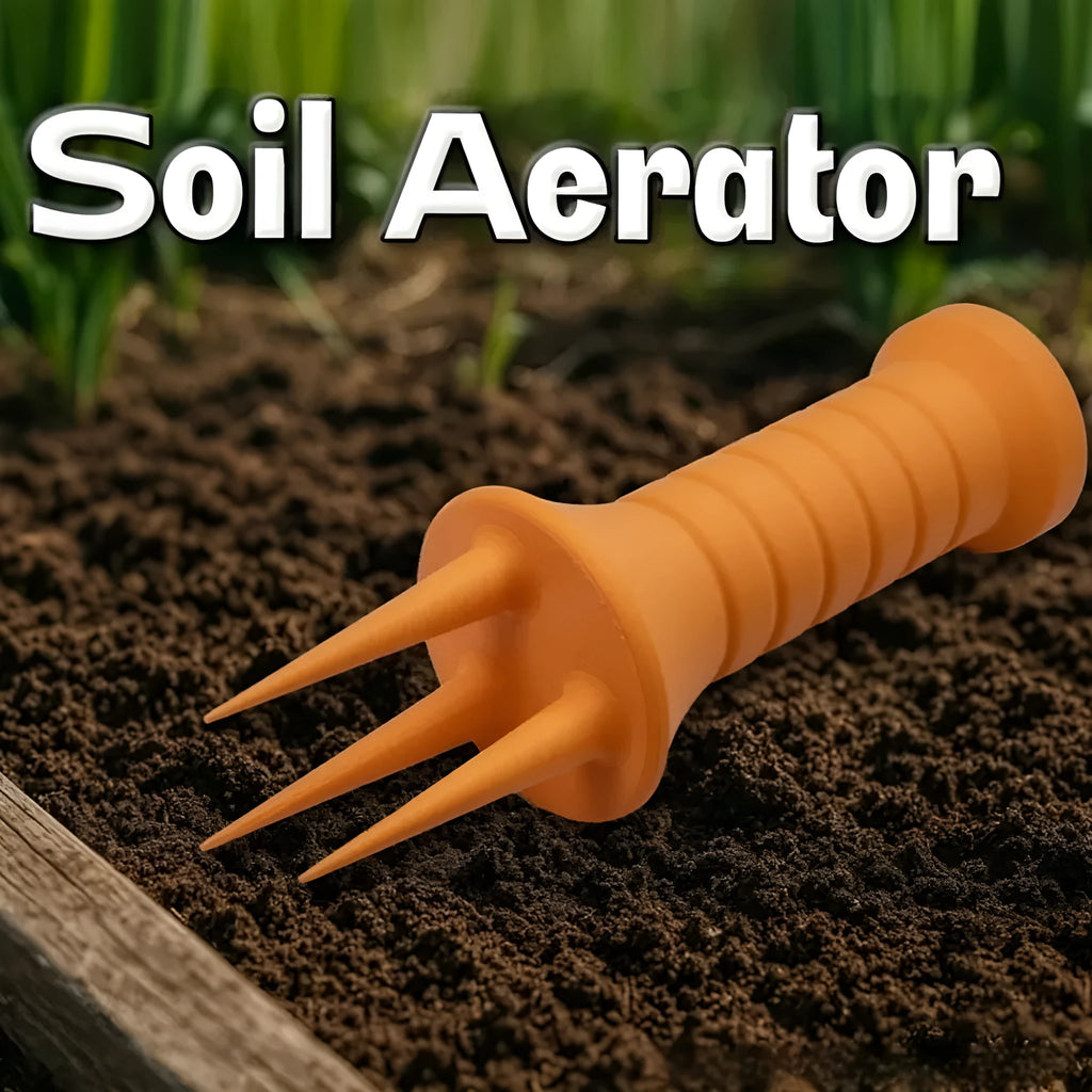 Plastic home gardening soil aerator in orange for loosening compacted pot soil, 3.3cm x 10cm size