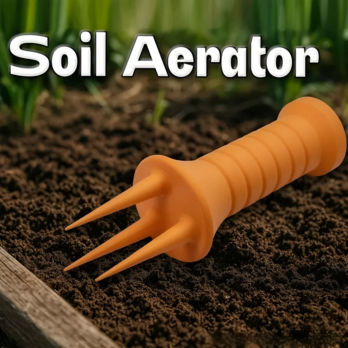 Plastic home gardening soil aerator in orange for loosening compacted pot soil, 3.3cm x 10cm size