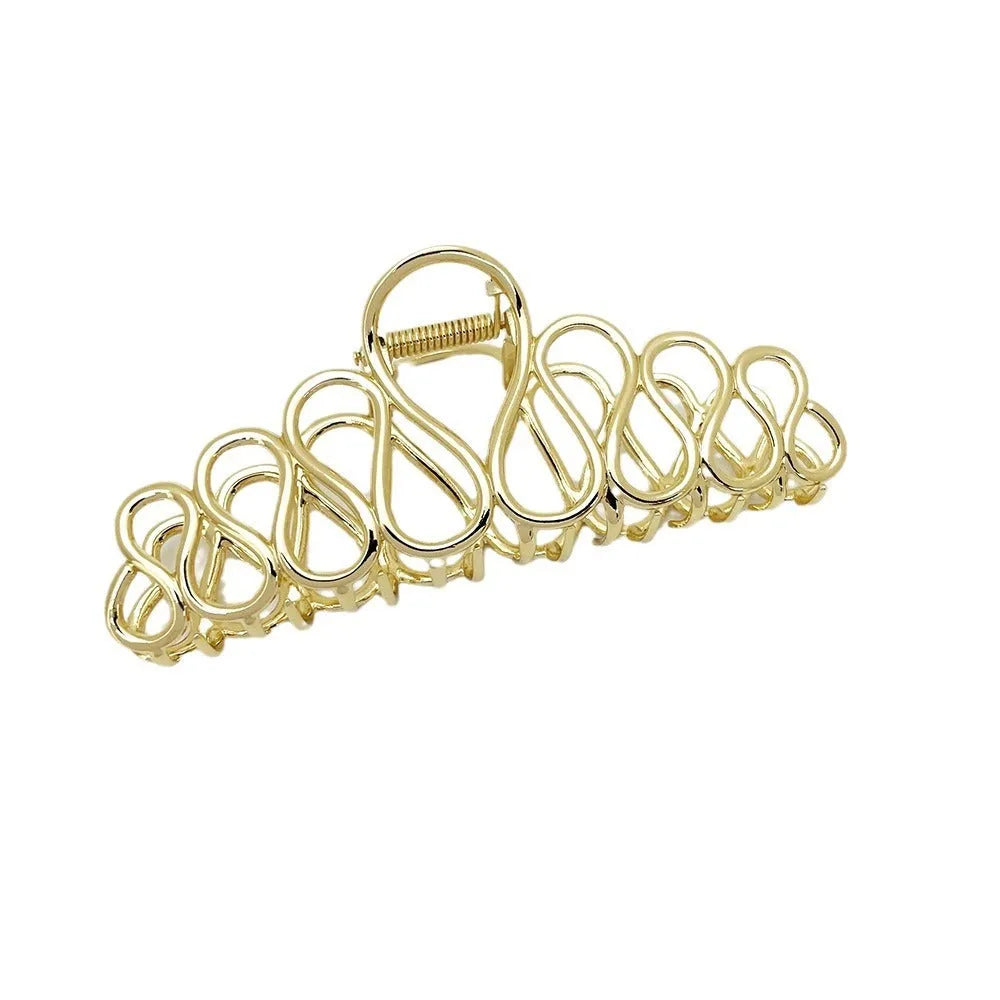 Gold or silver large alloy hair clip with tassel detail for women's updos