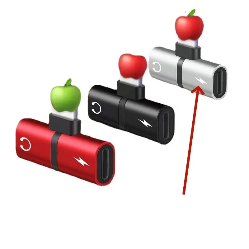 Simple Mobile Phone 2-in-1 Audio Adapter for Apple – alloy construction, black colour option