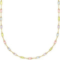 Geometric glass pendant on an adjustable alloy chain ladies necklace in a cold wind style.