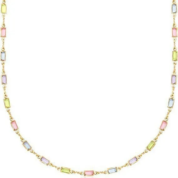 Geometric glass pendant on an adjustable alloy chain ladies necklace in a cold wind style.