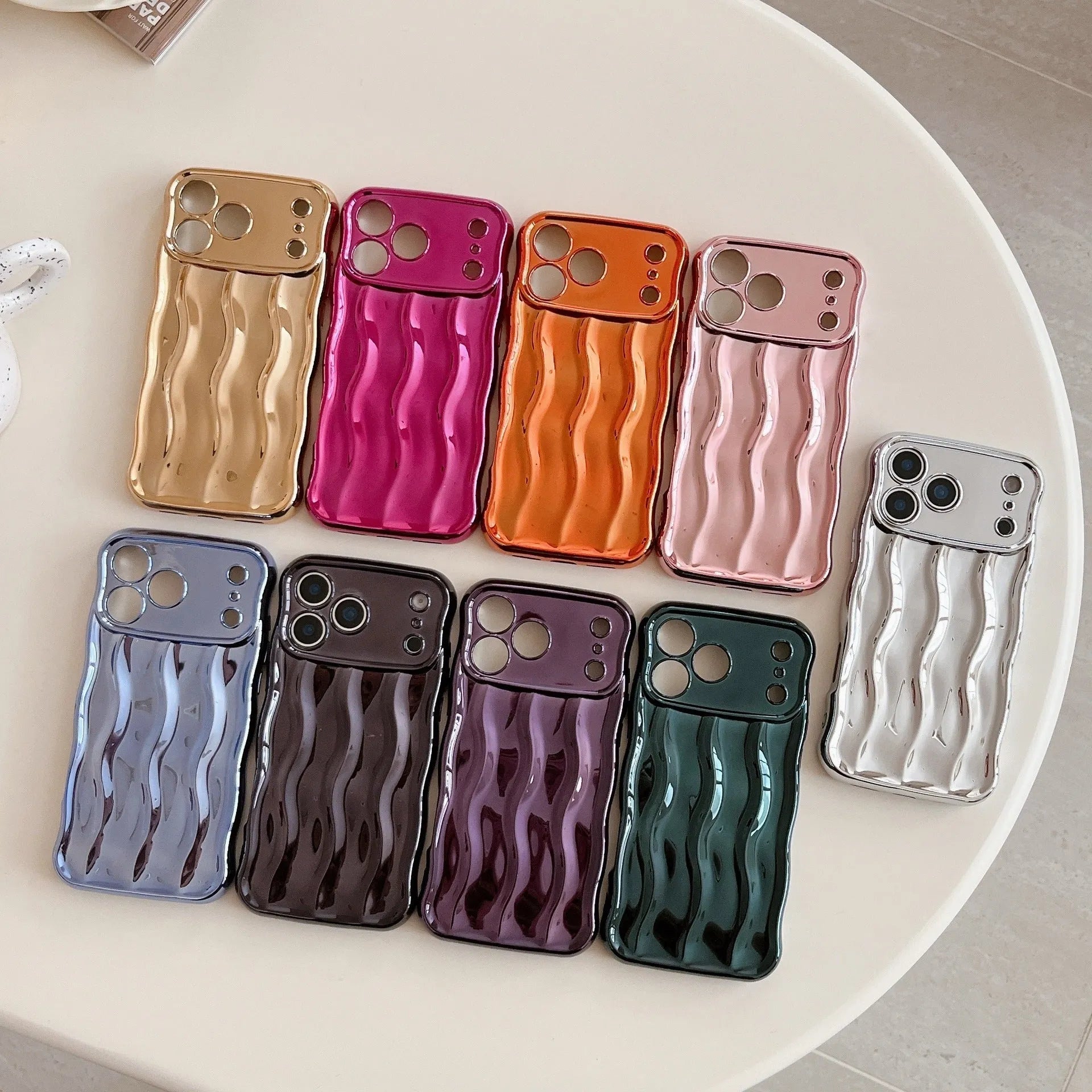 TPU solid colour plating striped phone case for iPhone 17 Pro Max in metallic Gold finish