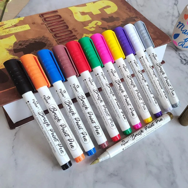 Set of soft head gouache marker pens for pressure-free hand accounting and card art in multiple colours