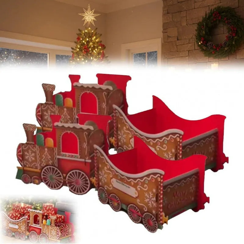 Santa Claus gift train decoration plastic American style Christmas holiday display model