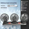 USB car fan with dual head design and plastic housing