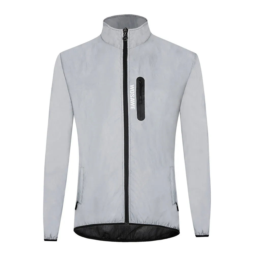 Waterproof polyester long sleeve top in silver BL220 colour showing windproof waterproof features