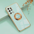Ring buckle magnetic car phone case with 6D plating for Samsung Galaxy, in black, showing fine hole cutouts