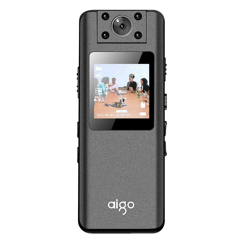 DSJ-S11 HD night vision body worn camera with 160-degree wide-angle lens and 1.3-inch display on a reflective surface