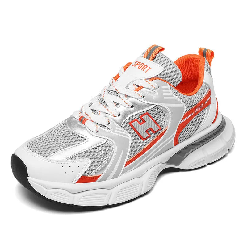 Men's casual running shoe in mesh with a plastic sole, shown in a choice of colours.