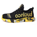 Steel toe work shoes for men, puncture proof sneakers, fly woven mesh upper, rubber sole, sizes 36-48