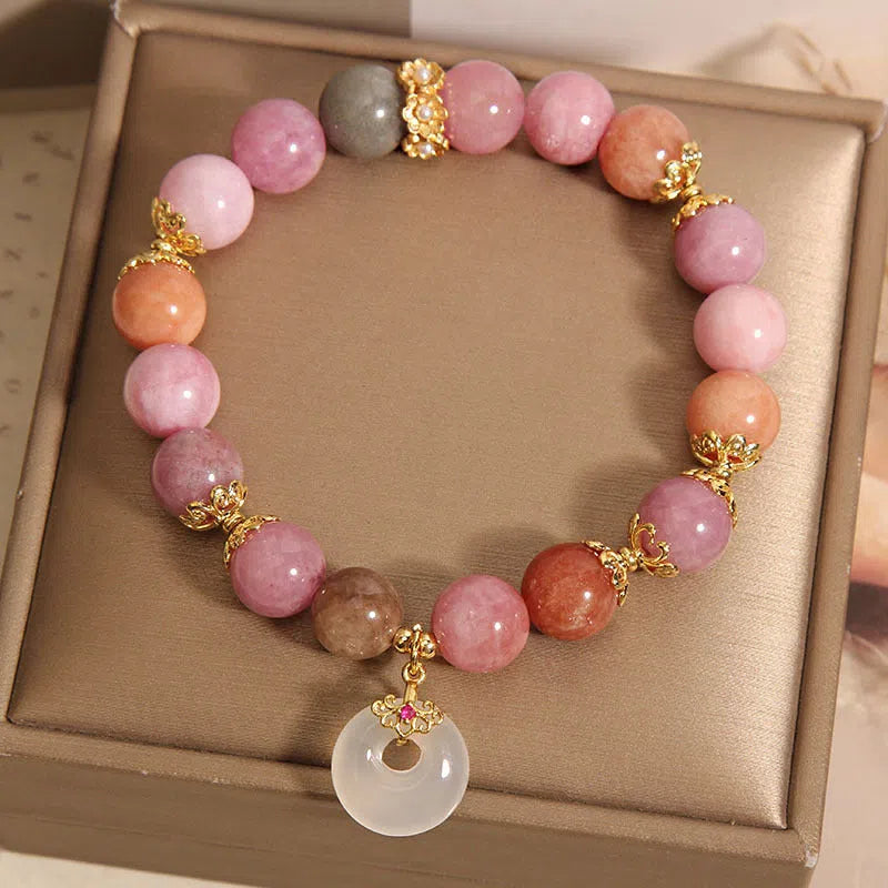 Retro tourmaline peace buckle pendant bracelet in macaron colour with safety clasp for women