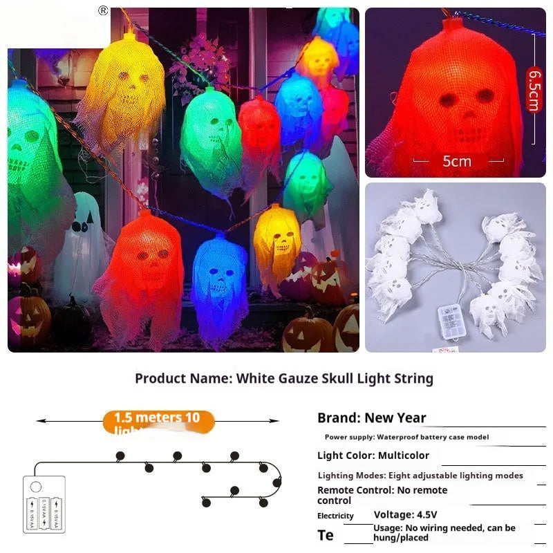 Halloween coloured LED string lights for indoor wall decoration with battery box