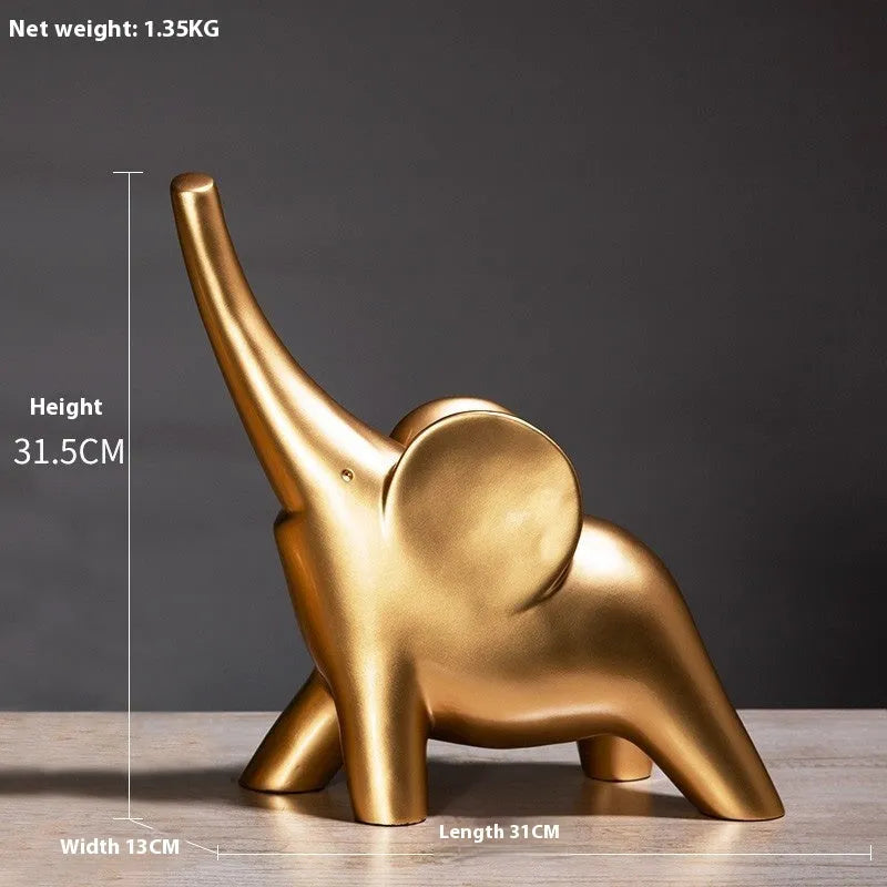 Modern resin and plastic elephant ornament in rose gold or white colour, available in large, small, or pair sizes.