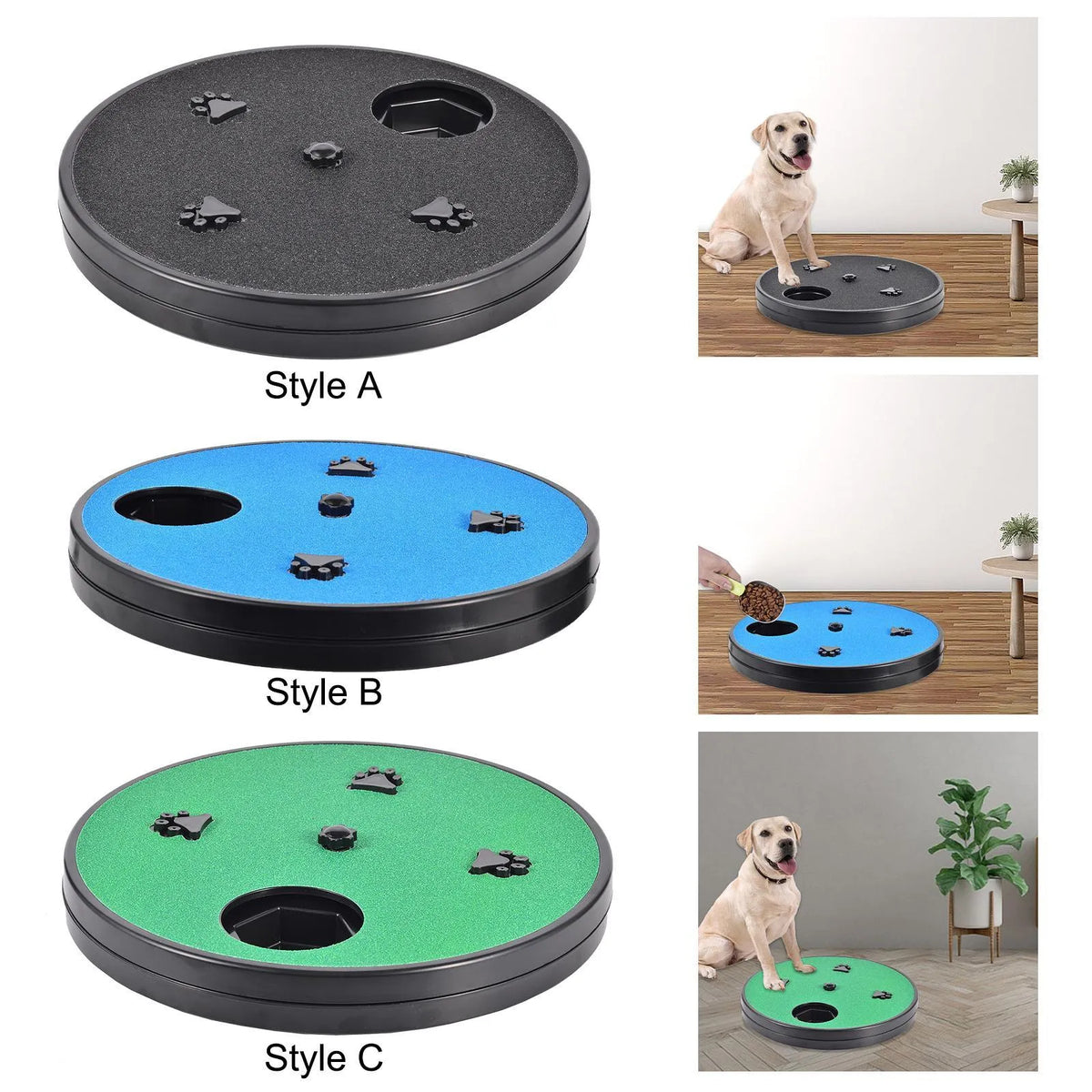 33cm dog nail scraper slow food toy with rotatable sandpaper file board, six food compartments, and suction cup base