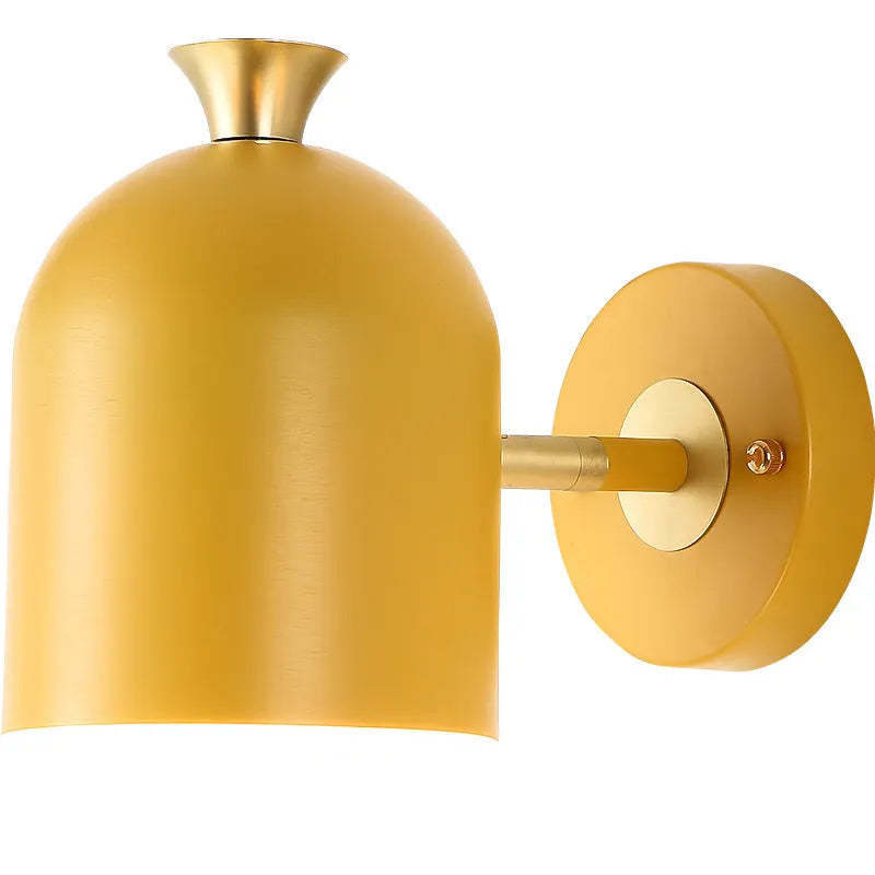 Single-head aluminium bedside wall lamp in a choice of yellow, green, blue, or pink colours.