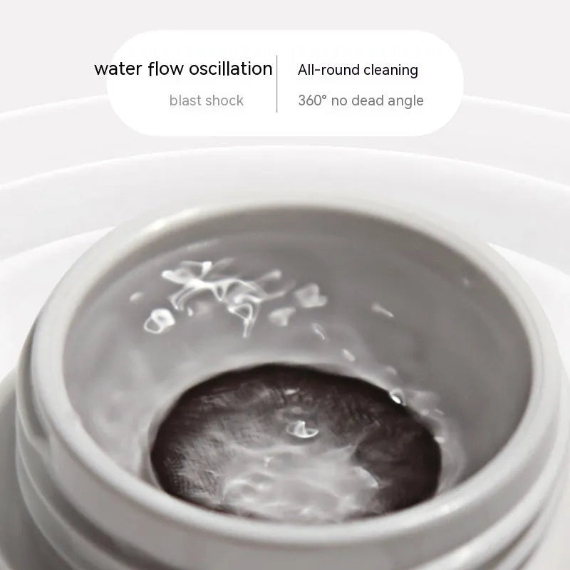 Automatic electric ultrasonic cleaning machine for invisible glasses in pearl white, blue, or pink.