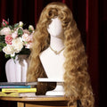 French Fluffy Small Curls Lolita Long Wig in French Golden Brown with hairnet, high temperature fibre