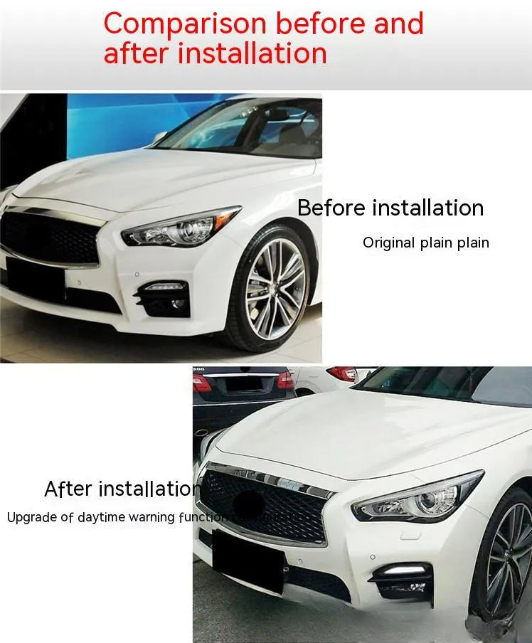 Infiniti Q50 Q70 front bumper LED turn signal and daytime running lamp unit with ABS housing
