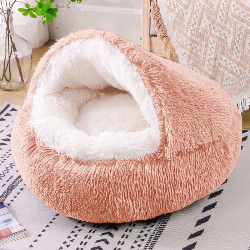 Waterproof cloth dog kennel with semi-surrounded design shown in champagne colour