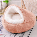 Waterproof cloth dog kennel with semi-surrounded design shown in champagne colour