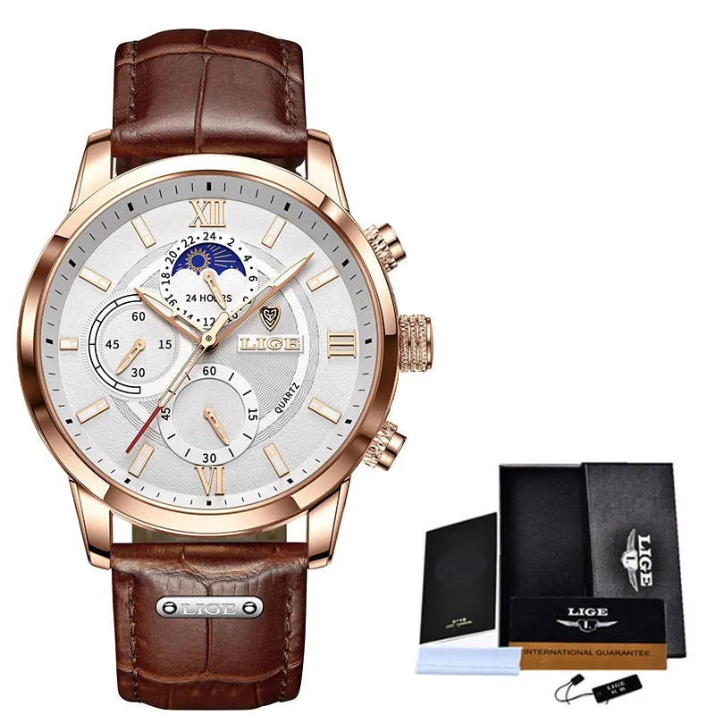 Men's blue slim-fit short-sleeved shirt with stand collar, part of a set with trousers, shoes, and watch