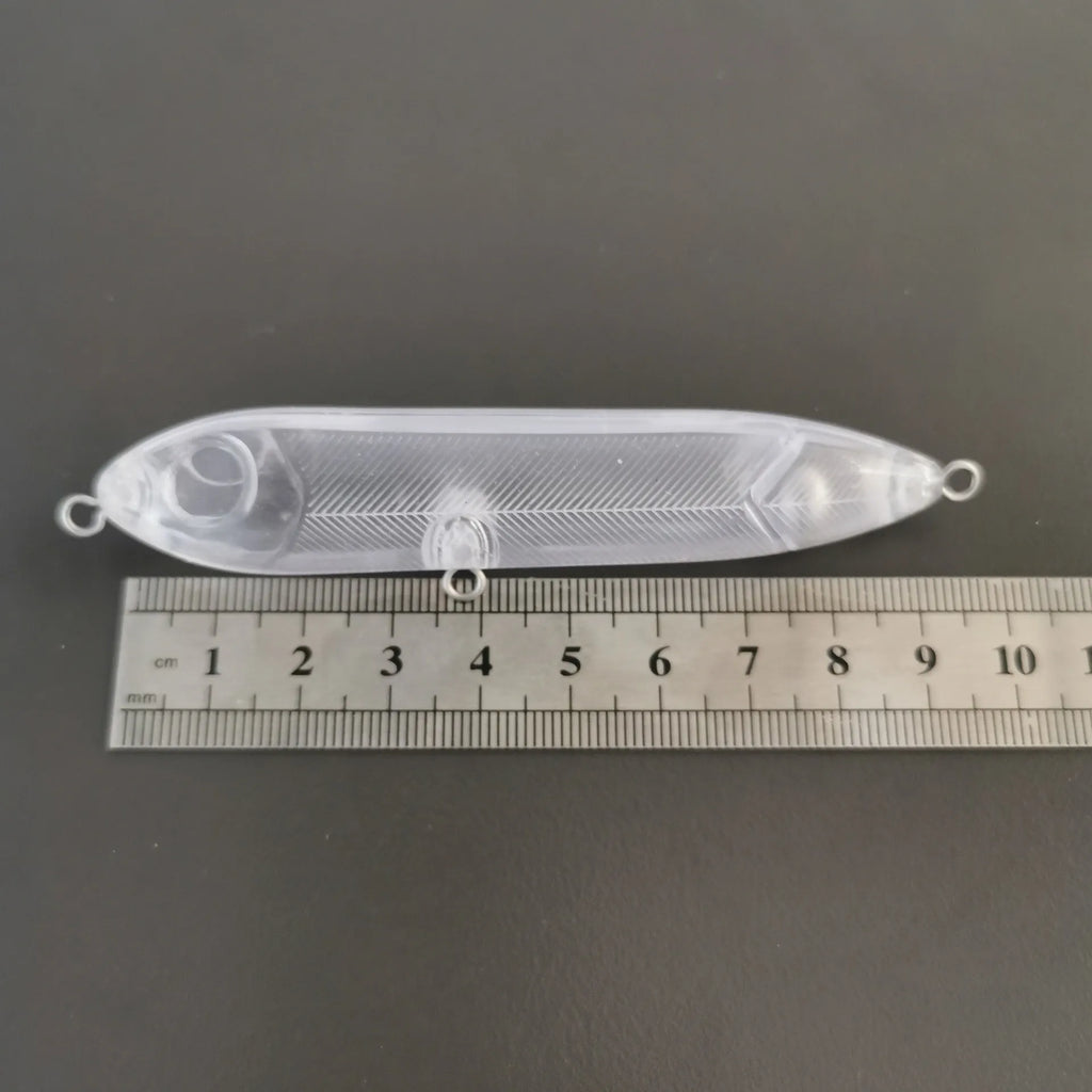 Transparent 9.5cm long ABS plastic blank fishing lure body with moulded eye holes