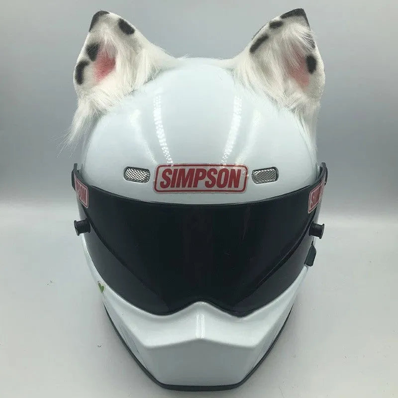 ABS plastic helmet decoration set featuring cat ears and tail for motorcycle helmets 62cm circumference
