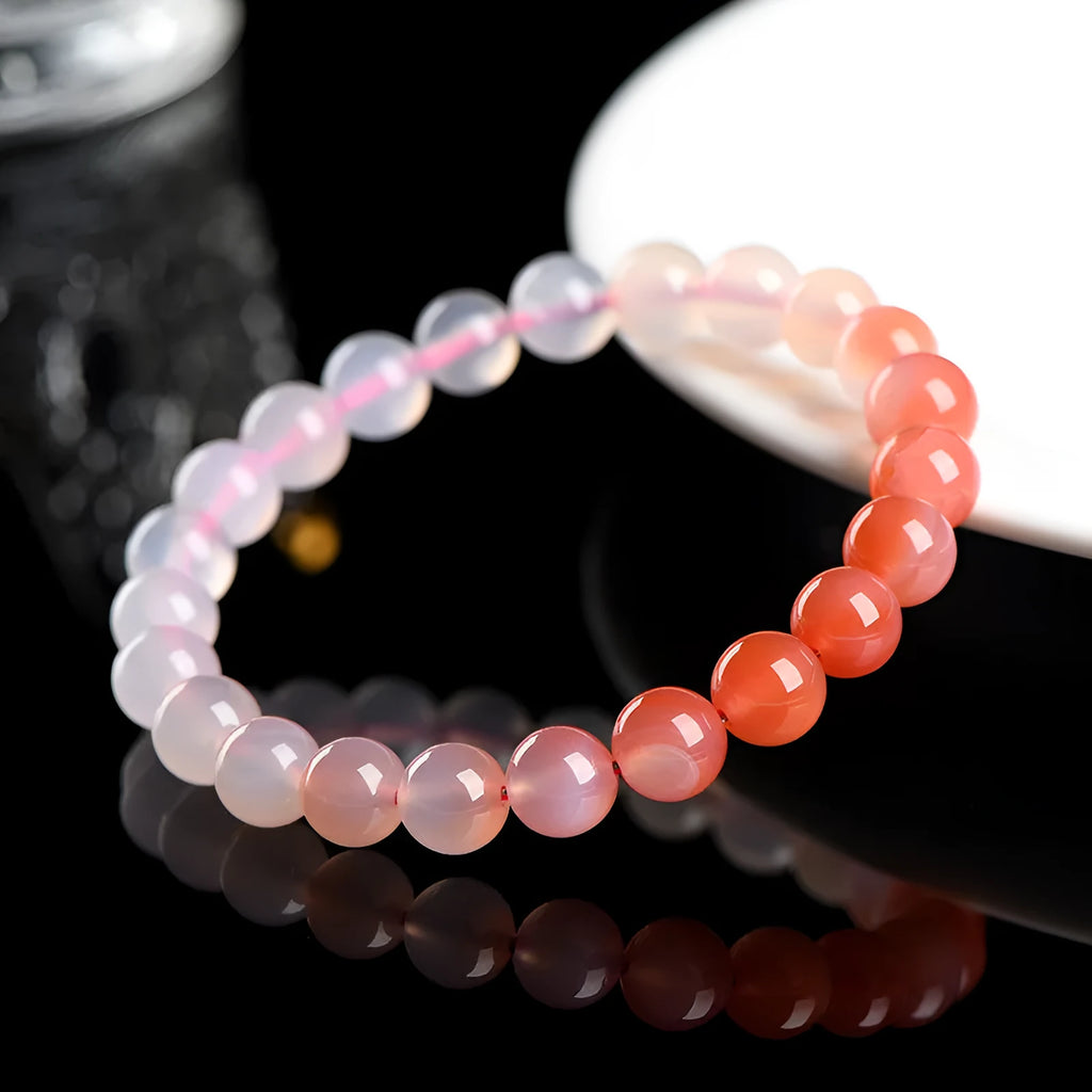 Natural gradient Yanyuan agate bracelet with geometric beads in salt source colour