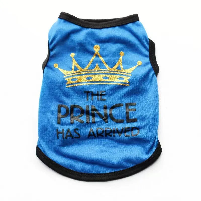 A casual cotton vest for puppies in a choice of six colours, shown in sizes from XS to XL for spring and summer wear.